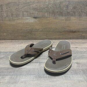 Sperry Baitfish Brown Leather Thong Sandals Men's Size 13